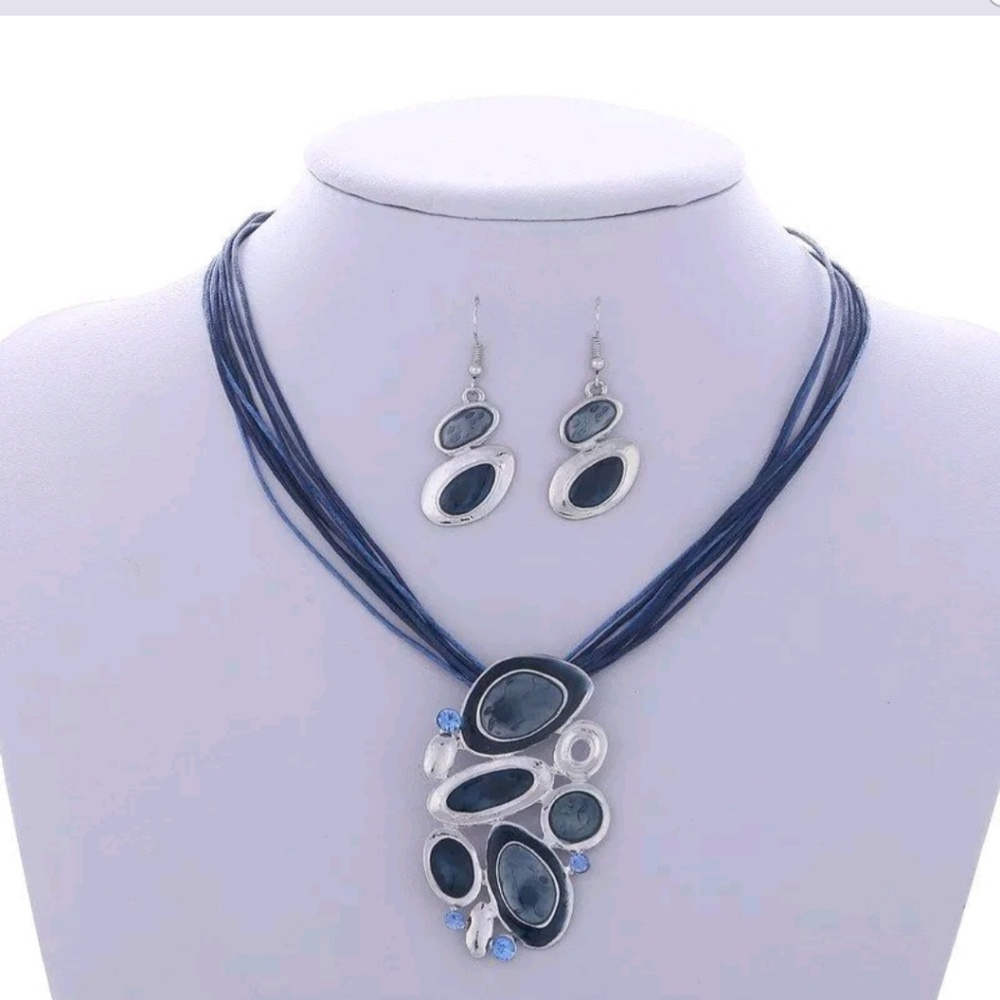 New arrival silver jewelry set blue color